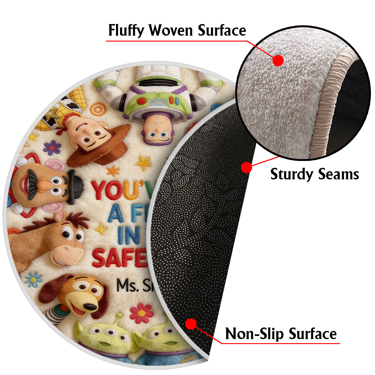 Personalized Non-Slip Tufted Rug with Teacher Design Gift Non-Slip Tufted Rug GradoCreations