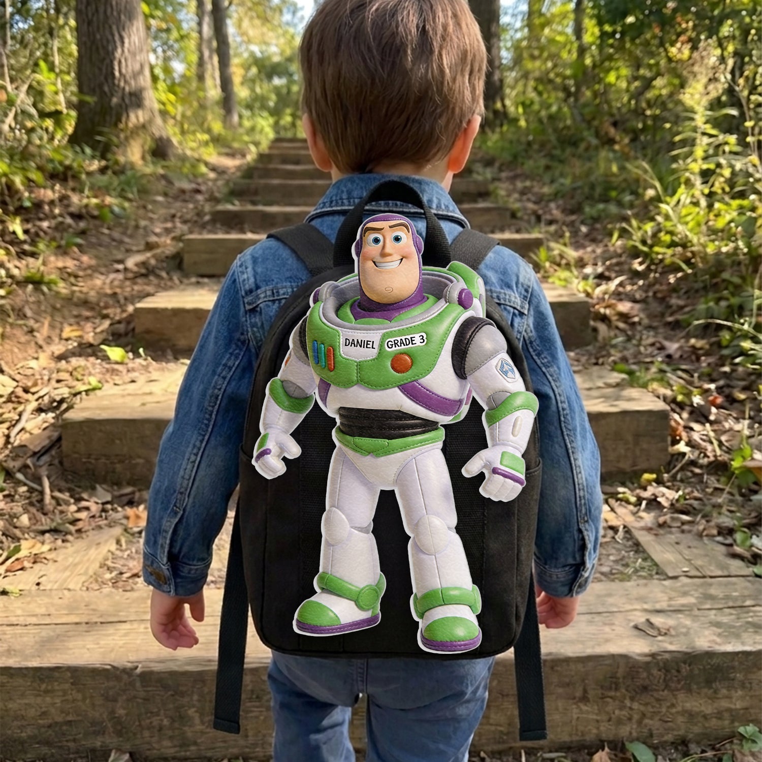 Personalized Changeable Leather Patch Backpack for Kids Changeable Leather Patch Backpack GradoCreations
