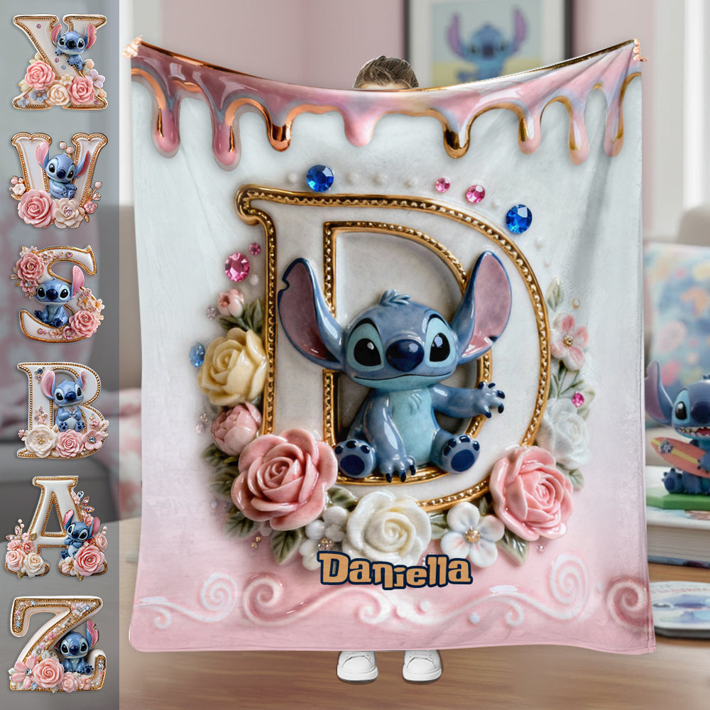 Personalized Ohana Blanket for Blue Monster Lovers - Custom Name Gift Blanket GradoCreations