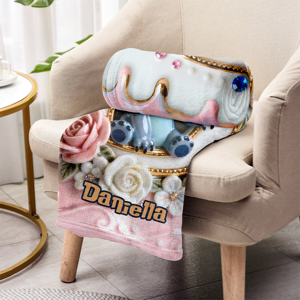 Personalized Ohana Blanket for Blue Monster Lovers - Custom Name Gift Blanket GradoCreations