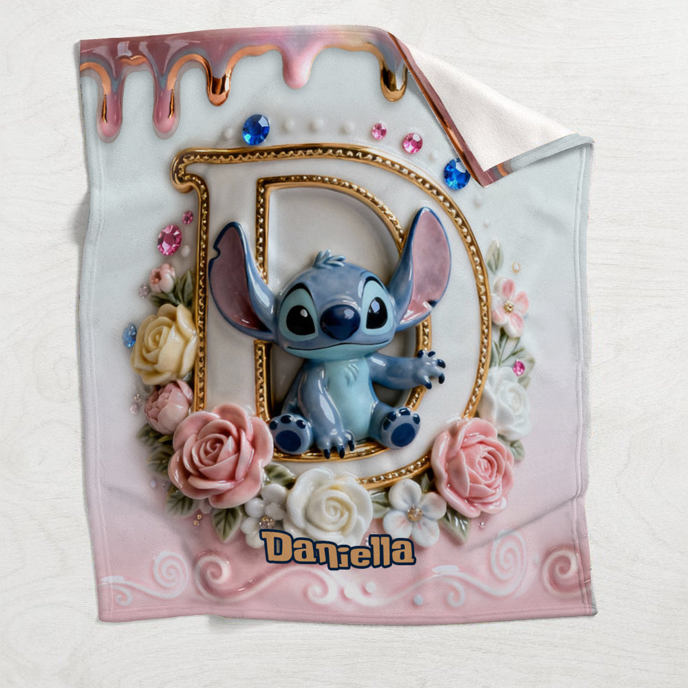 Personalized Ohana Blanket for Blue Monster Lovers - Custom Name Gift Blanket GradoCreations