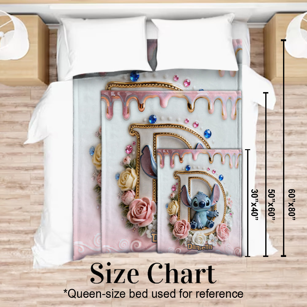 Personalized Ohana Blanket for Blue Monster Lovers - Custom Name Gift Blanket GradoCreations