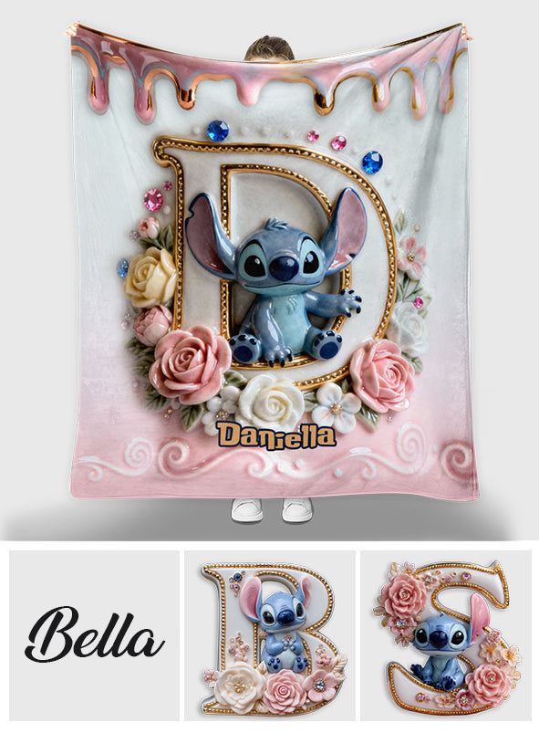 Personalized Ohana Blanket for Blue Monster Lovers - Custom Name Gift Blanket GradoCreations