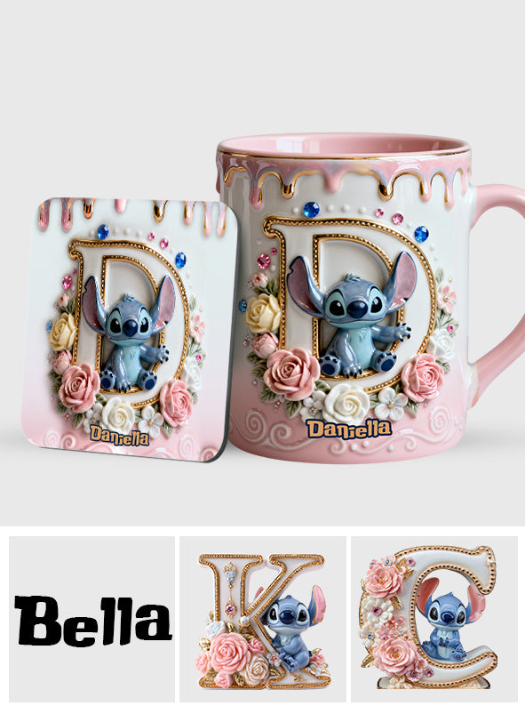 Personalized Ohana Accent Mug & Coaster for Blue Monster Lover