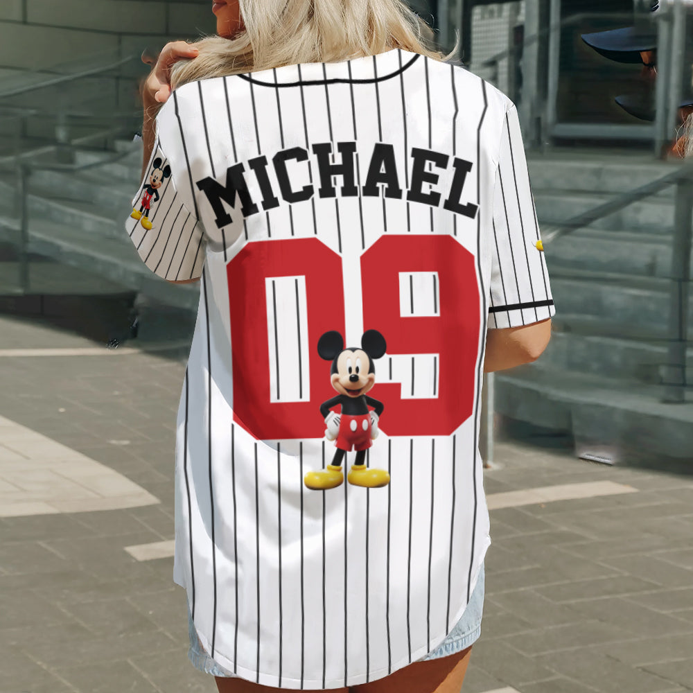 Personalized Kids Baseball Jersey with Mickey & Minnie Design | Custom Name Gift Baseball Jersey GradoCreations