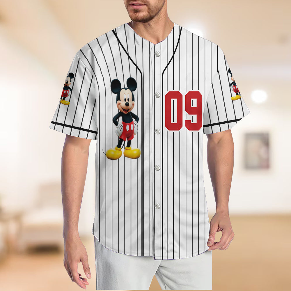 Personalized Kids Baseball Jersey with Mickey & Minnie Design | Custom Name Gift Baseball Jersey GradoCreations