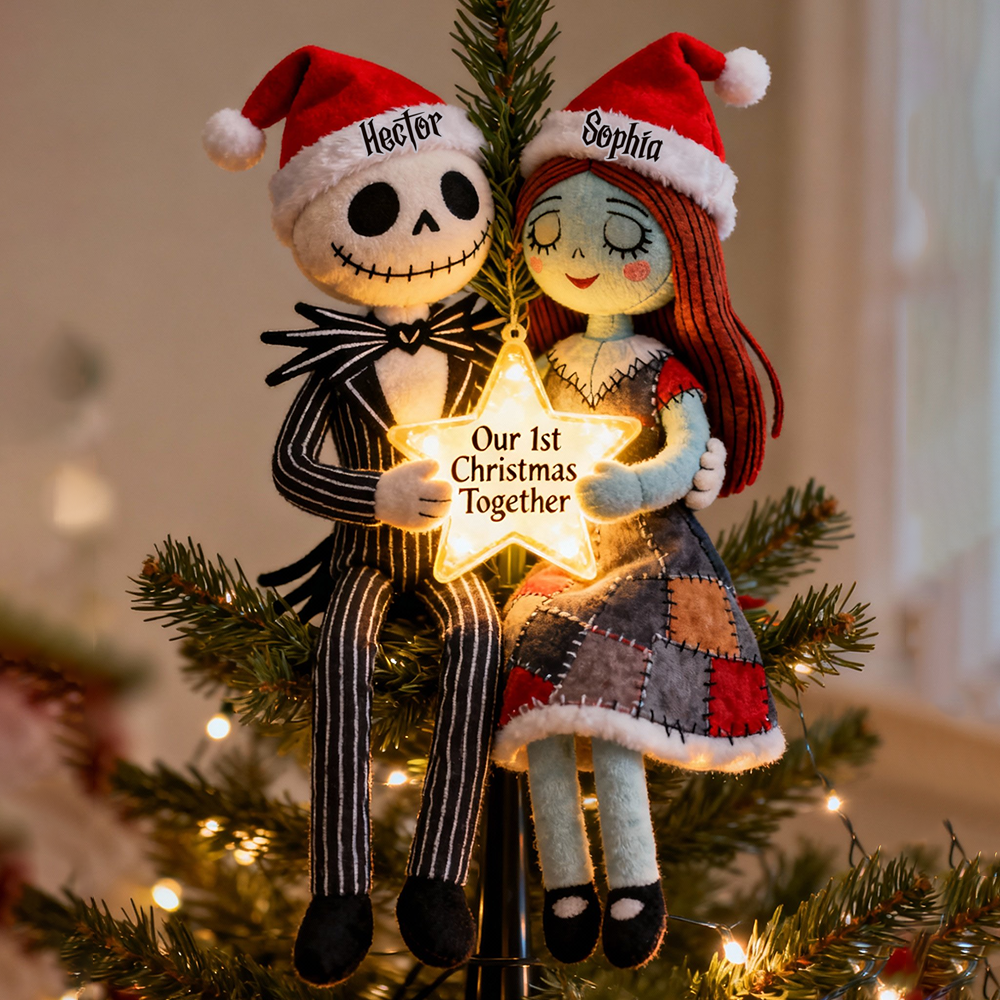 Personalized LED Light Tree Topper Christmas Decoration for Couples LED Light Tree Topper GradoCreations
