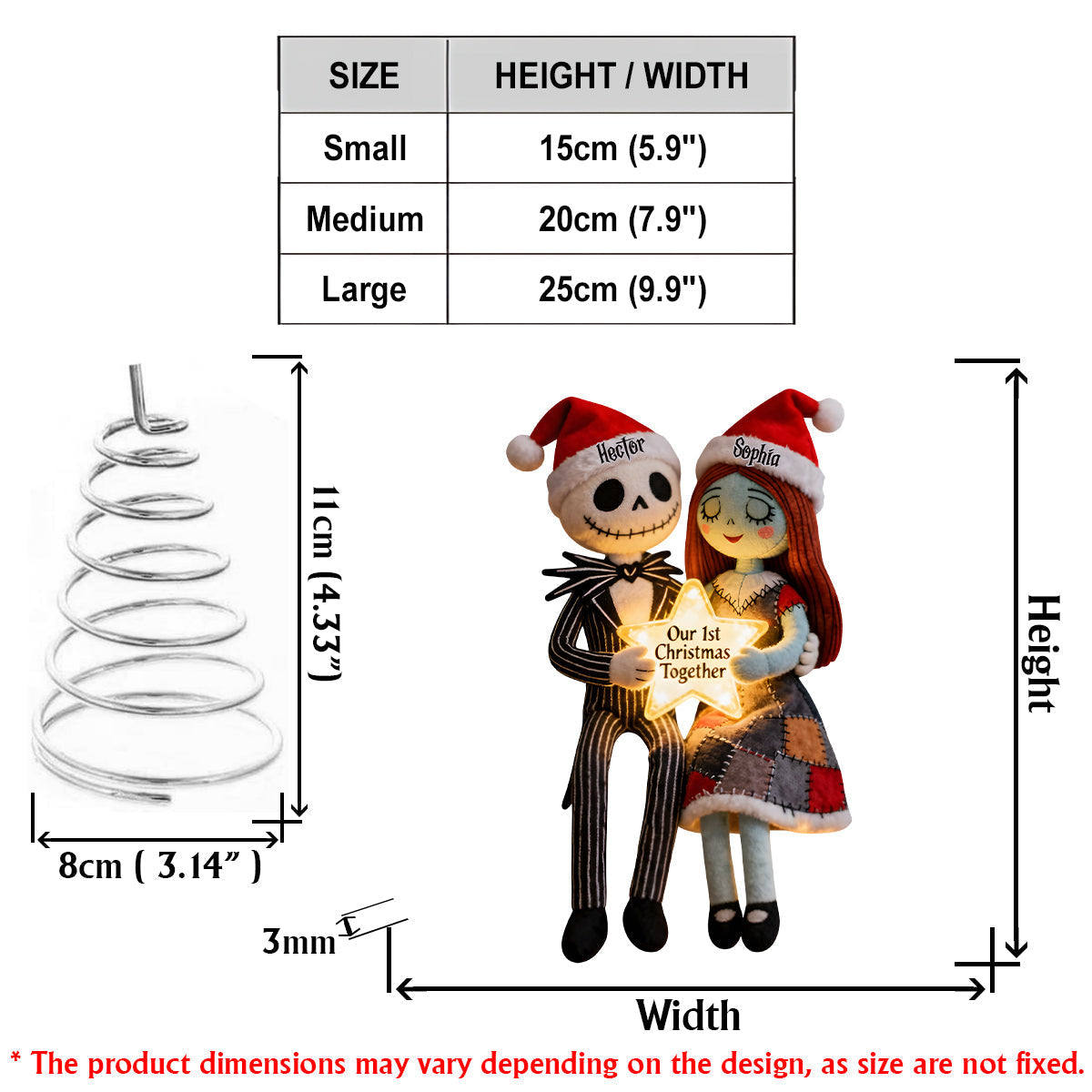 Personalized LED Light Tree Topper Christmas Decoration for Couples LED Light Tree Topper GradoCreations