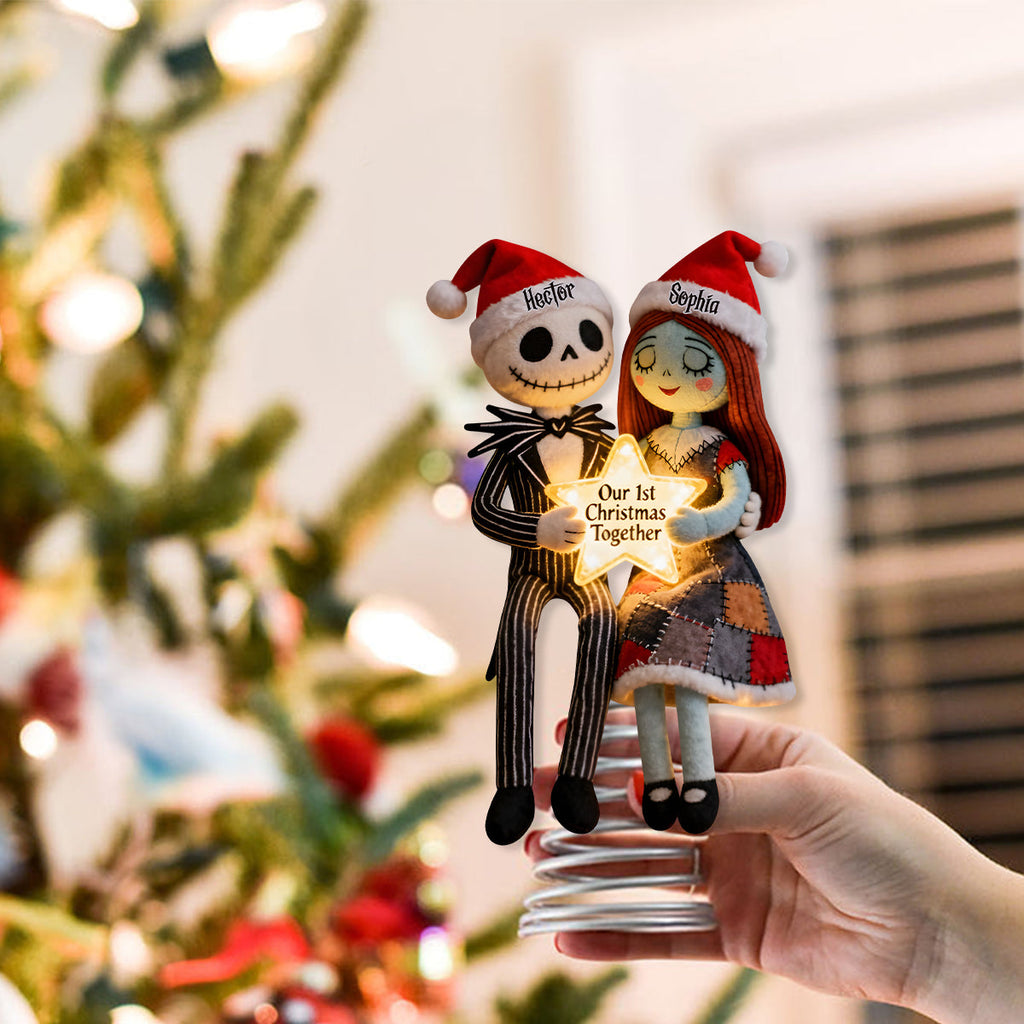 Personalized LED Light Tree Topper Christmas Decoration for Couples LED Light Tree Topper GradoCreations