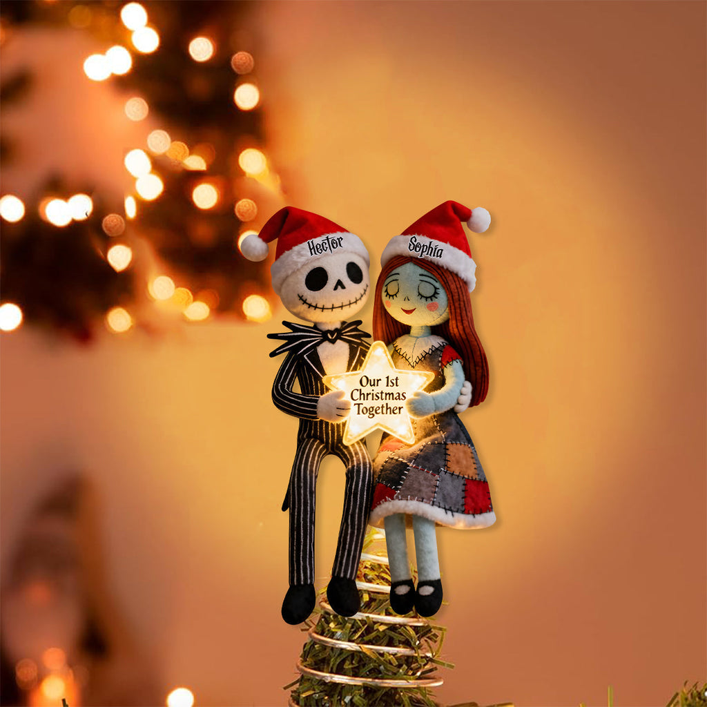 Personalized LED Light Tree Topper Christmas Decoration for Couples LED Light Tree Topper GradoCreations