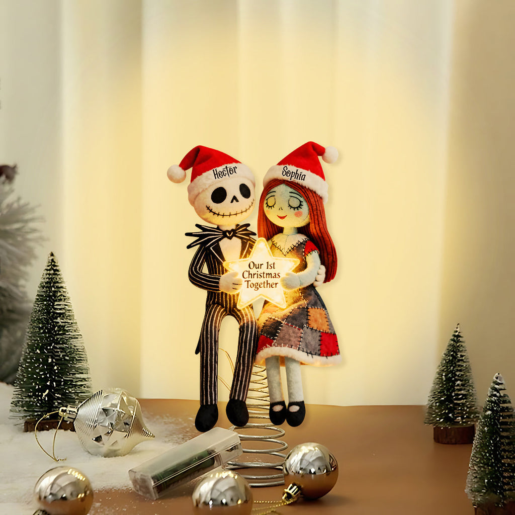 Personalized LED Light Tree Topper Christmas Decoration for Couples LED Light Tree Topper GradoCreations