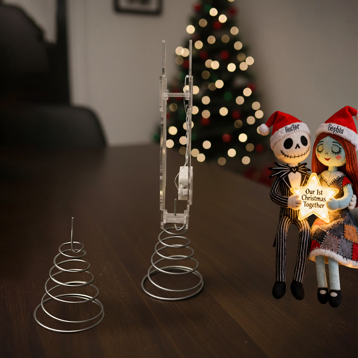 Personalized LED Light Tree Topper Christmas Decoration for Couples LED Light Tree Topper GradoCreations