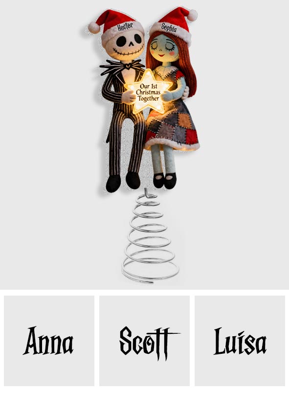 Personalized LED Light Tree Topper Christmas Decoration for Couples LED Light Tree Topper GradoCreations