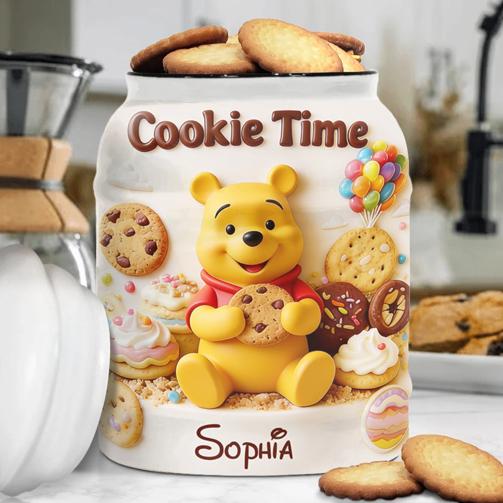 Personalized Cookie Jar with Yellow Bear Design for Kids Cookie Jar GradoCreations