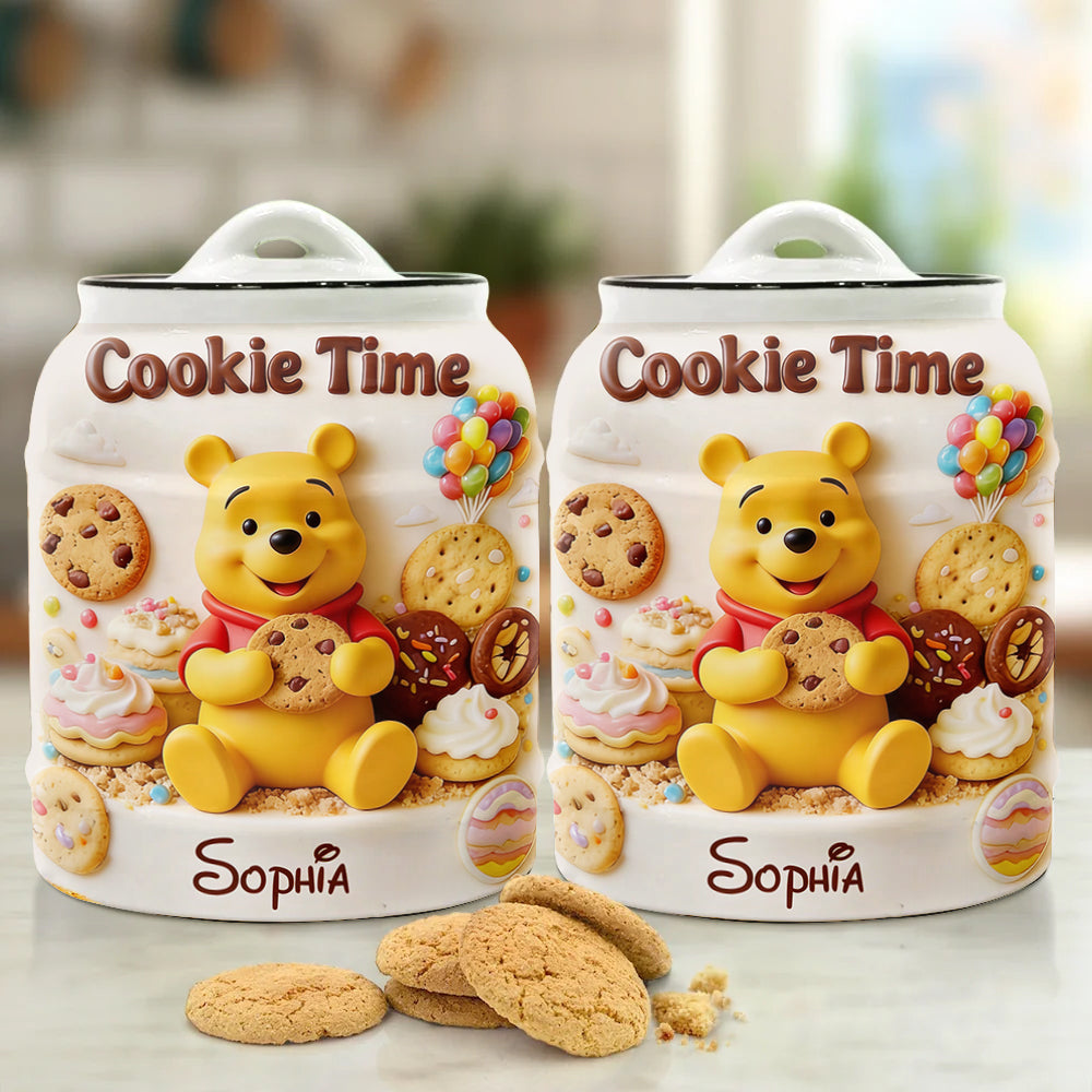 Personalized Cookie Jar with Yellow Bear Design for Kids Cookie Jar GradoCreations