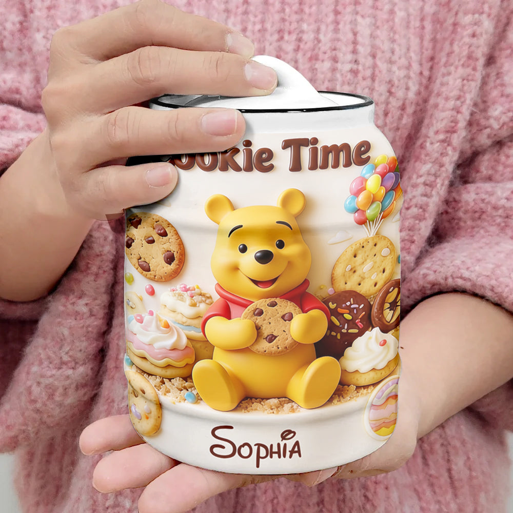 Personalized Cookie Jar with Yellow Bear Design for Kids Cookie Jar GradoCreations