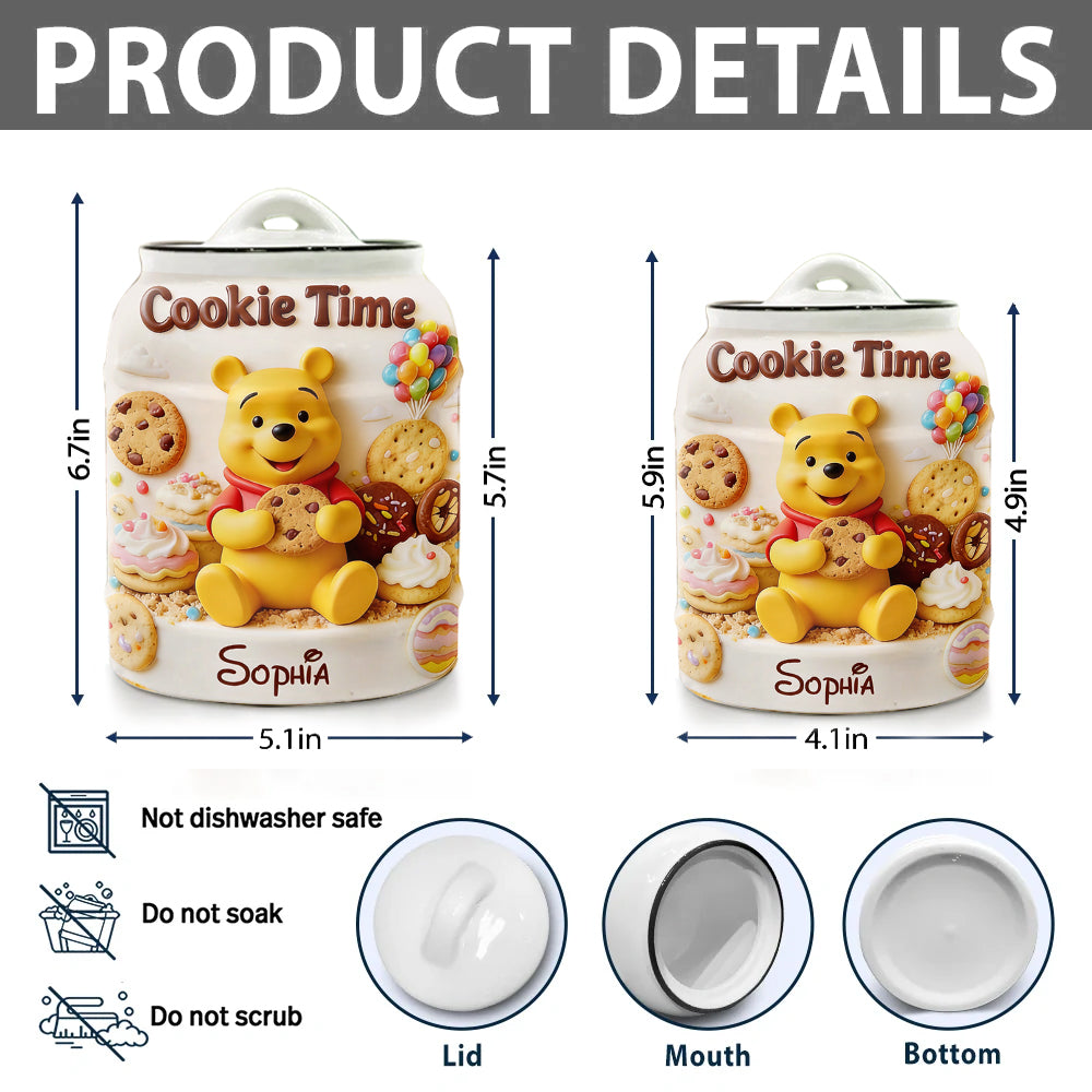 Personalized Cookie Jar with Yellow Bear Design for Kids Cookie Jar GradoCreations