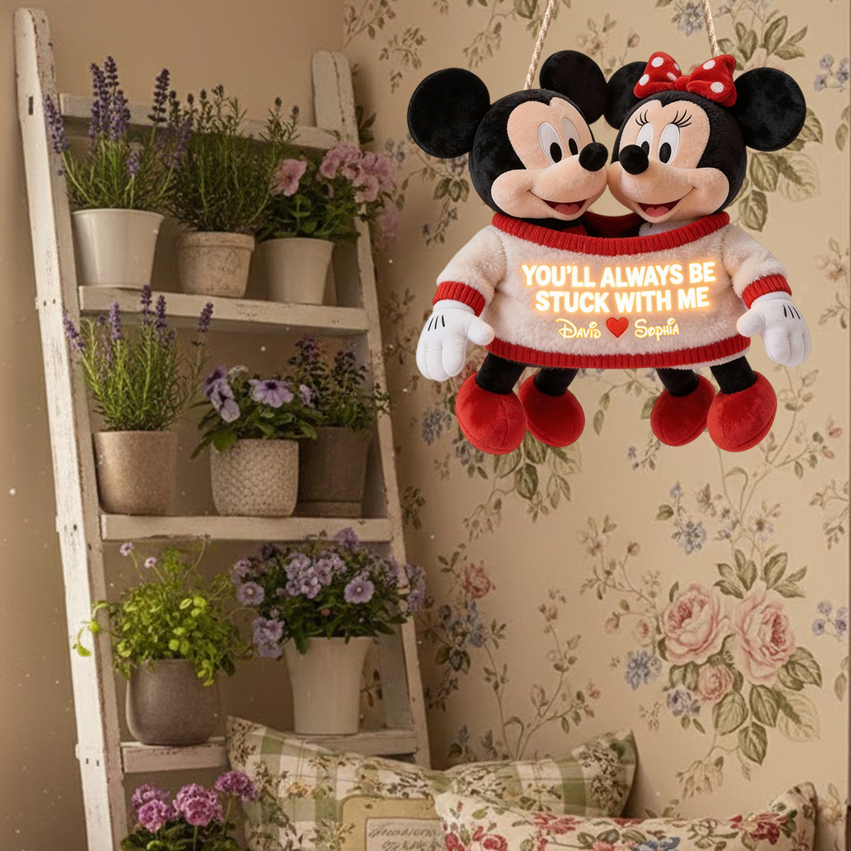 Personalized LED Acrylic Sign Mickey Mouse Custom Gift for Couples LED Light Acrylic Sign GradoCreations