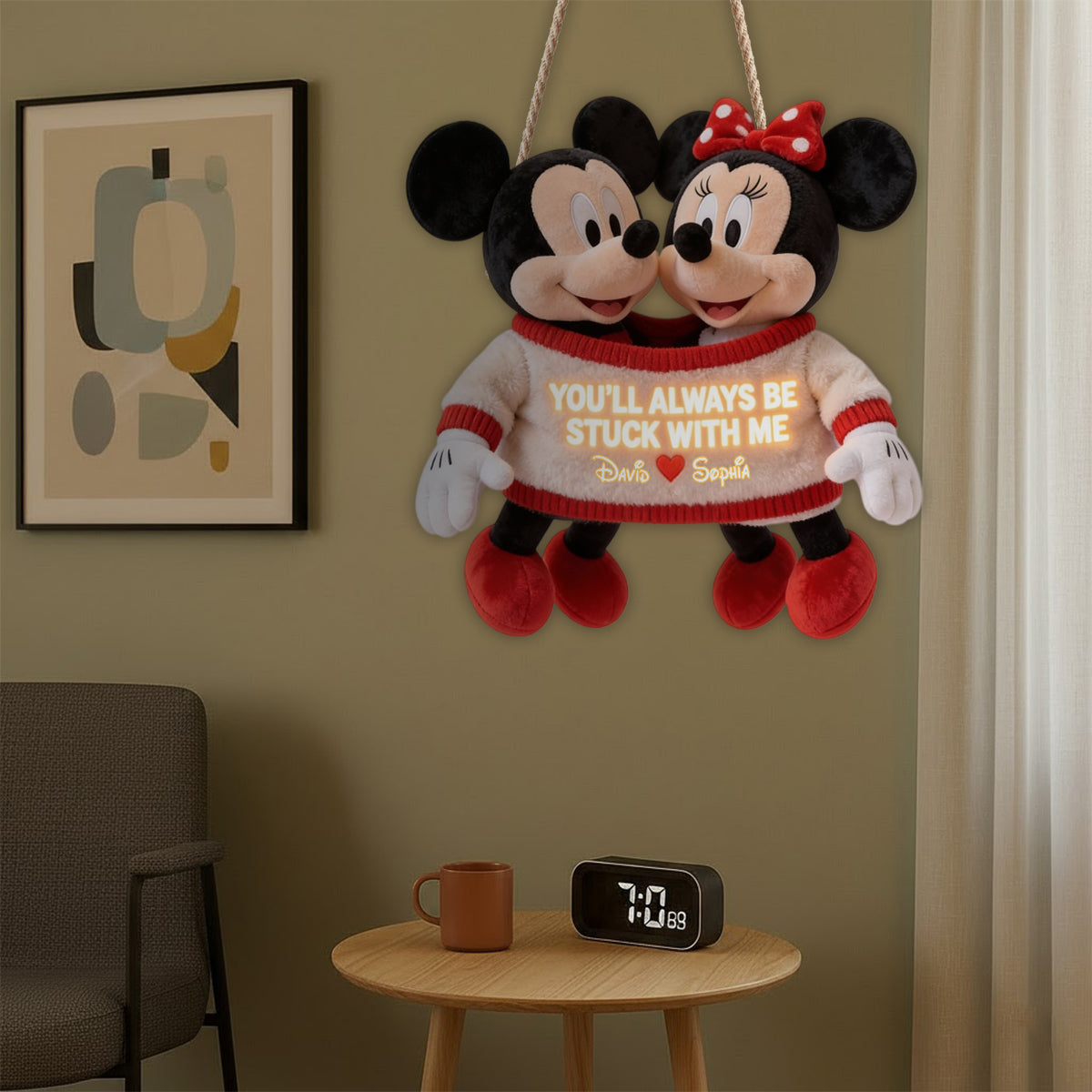 Personalized LED Acrylic Sign Mickey Mouse Custom Gift for Couples LED Light Acrylic Sign GradoCreations