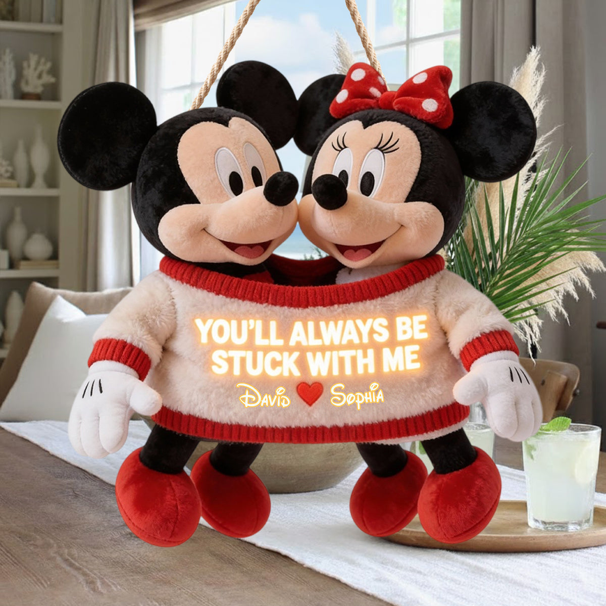 Personalized LED Acrylic Sign Mickey Mouse Custom Gift for Couples LED Light Acrylic Sign GradoCreations