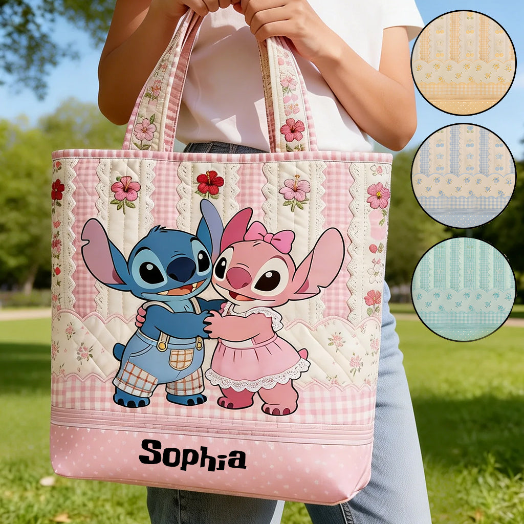 Personalized Cute Cartoon Monster Quilted Tote Bag Gift for Kids Quilted Tote Bag GradoCreations