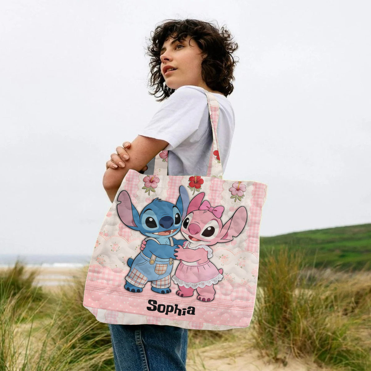Personalized Cute Cartoon Monster Quilted Tote Bag Gift for Kids Quilted Tote Bag GradoCreations