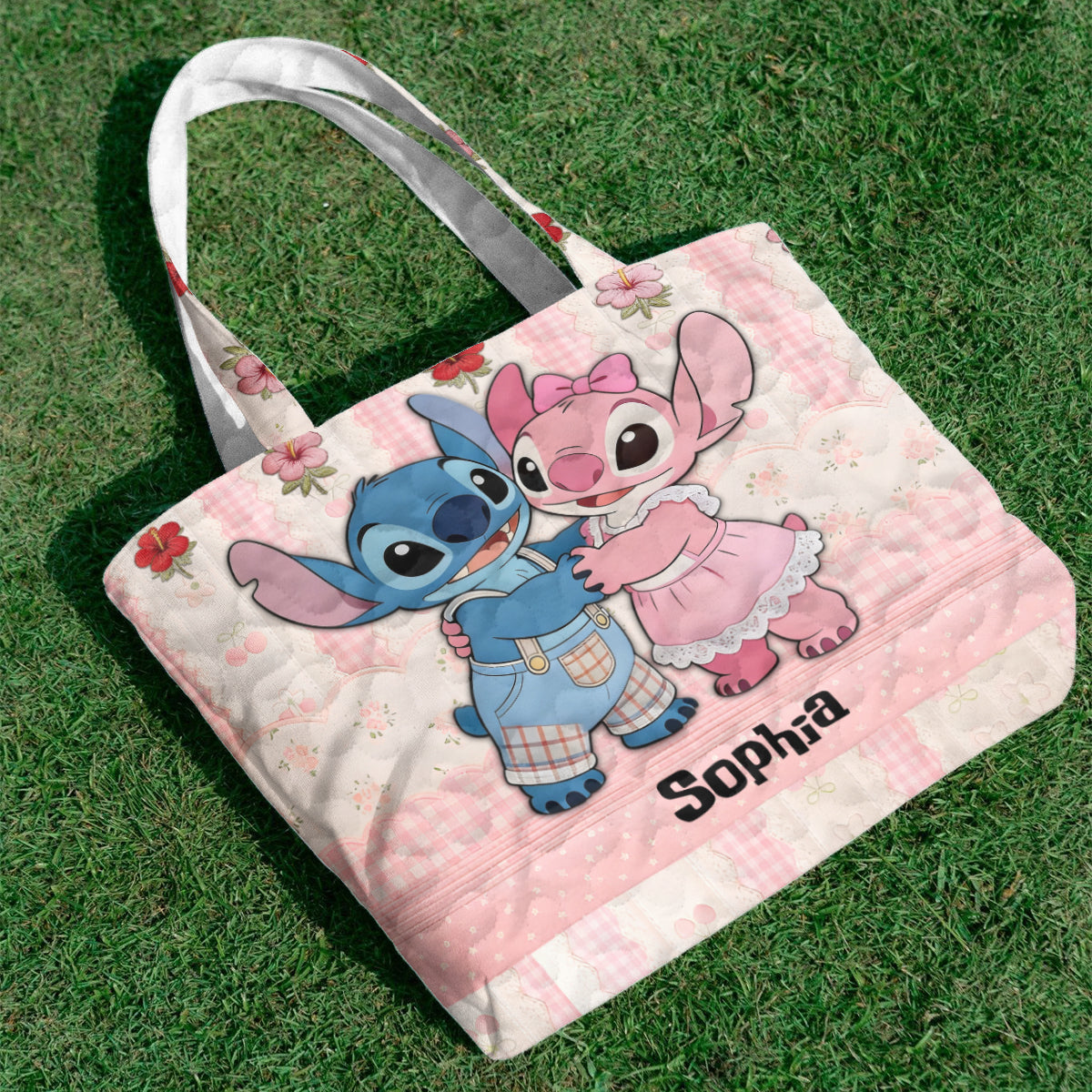 Personalized Cute Cartoon Monster Quilted Tote Bag Gift for Kids Quilted Tote Bag GradoCreations