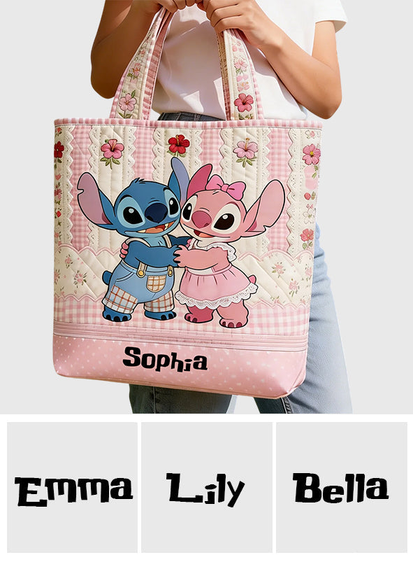 Personalized Cute Cartoon Monster Quilted Tote Bag Gift for Kids Quilted Tote Bag GradoCreations