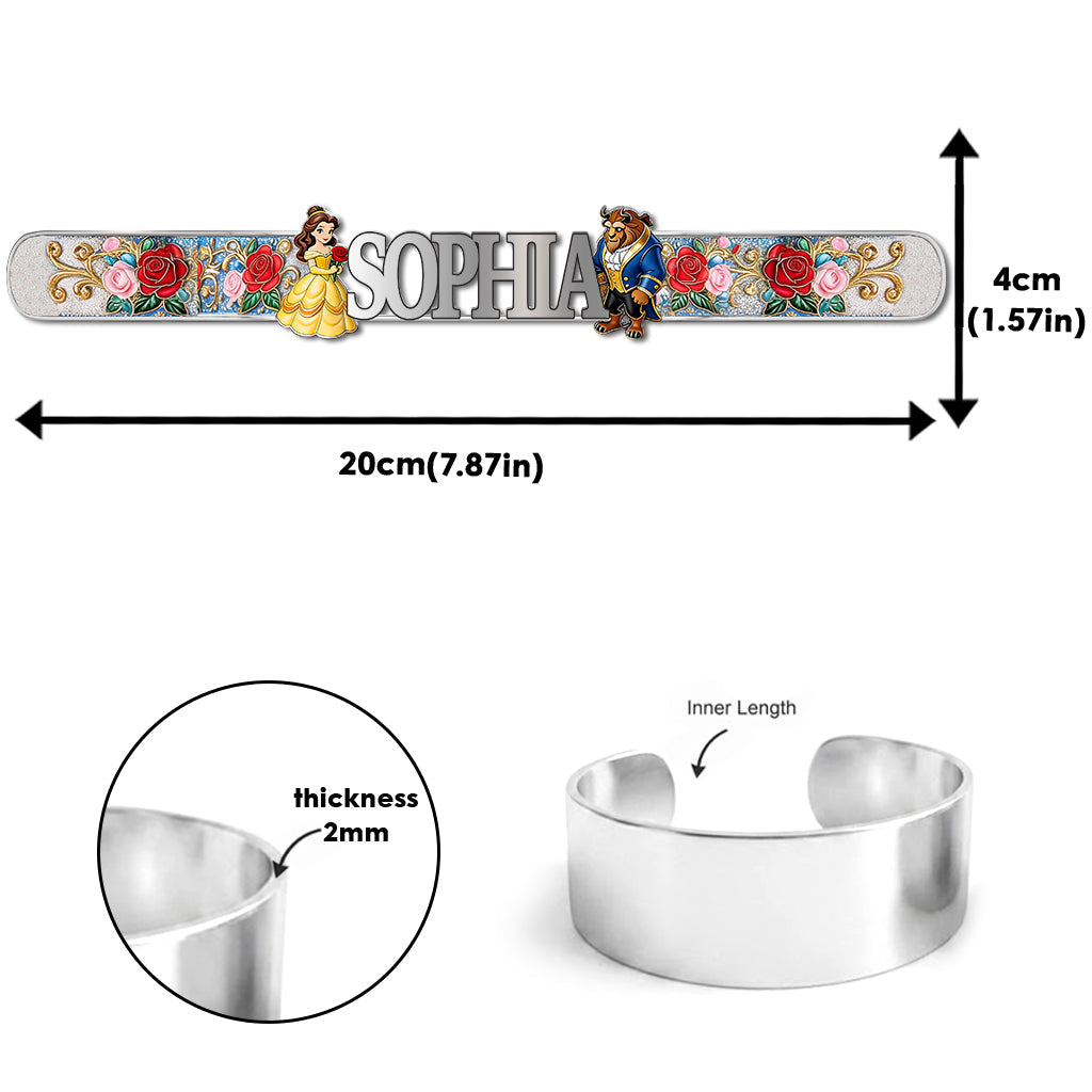 Personalized Beauty and the Beast Cuff Bracelet Custom Name Gift Shaped Cuff Bracelet GradoCreations
