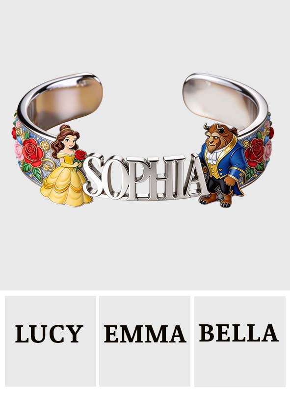 Personalized Beauty and the Beast Cuff Bracelet Custom Name Gift Shaped Cuff Bracelet GradoCreations