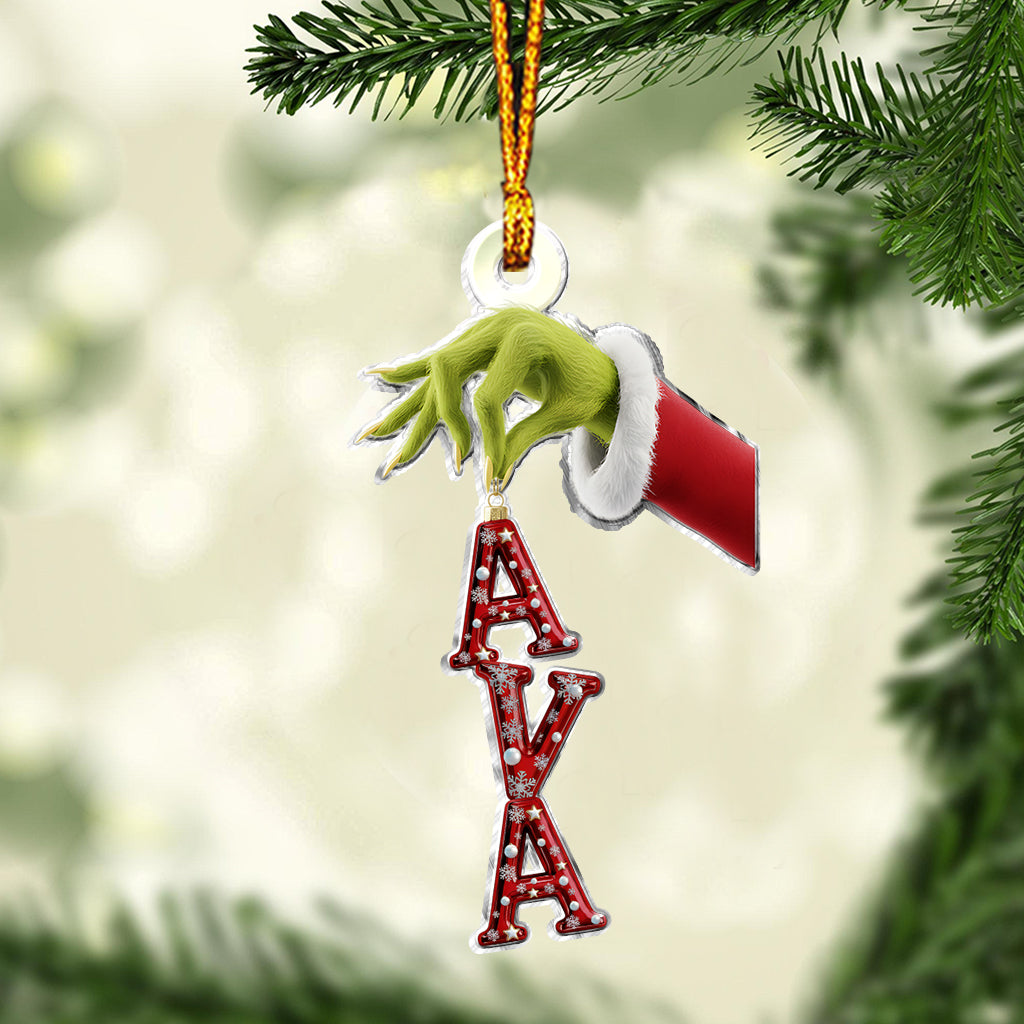 Personalized Grinchmas Name Ornament Custom Shape Gift Custom Shaped Ornament GradoCreations