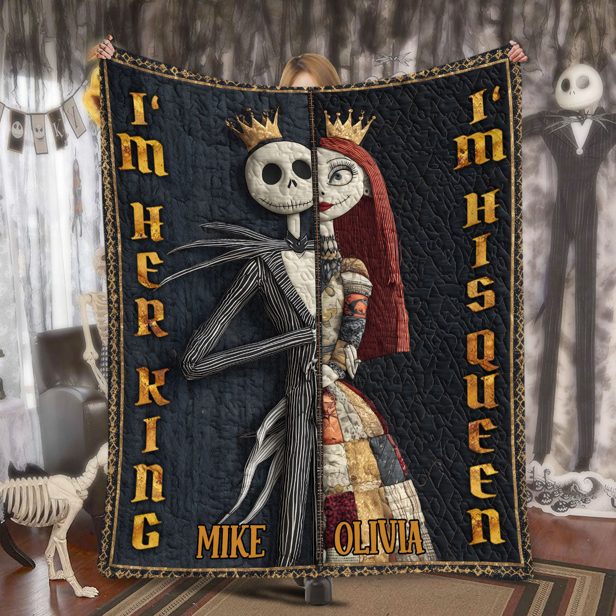 Personalized Nightmare Blanket Her King His Queen Custom Name Gift Blanket GradoCreations