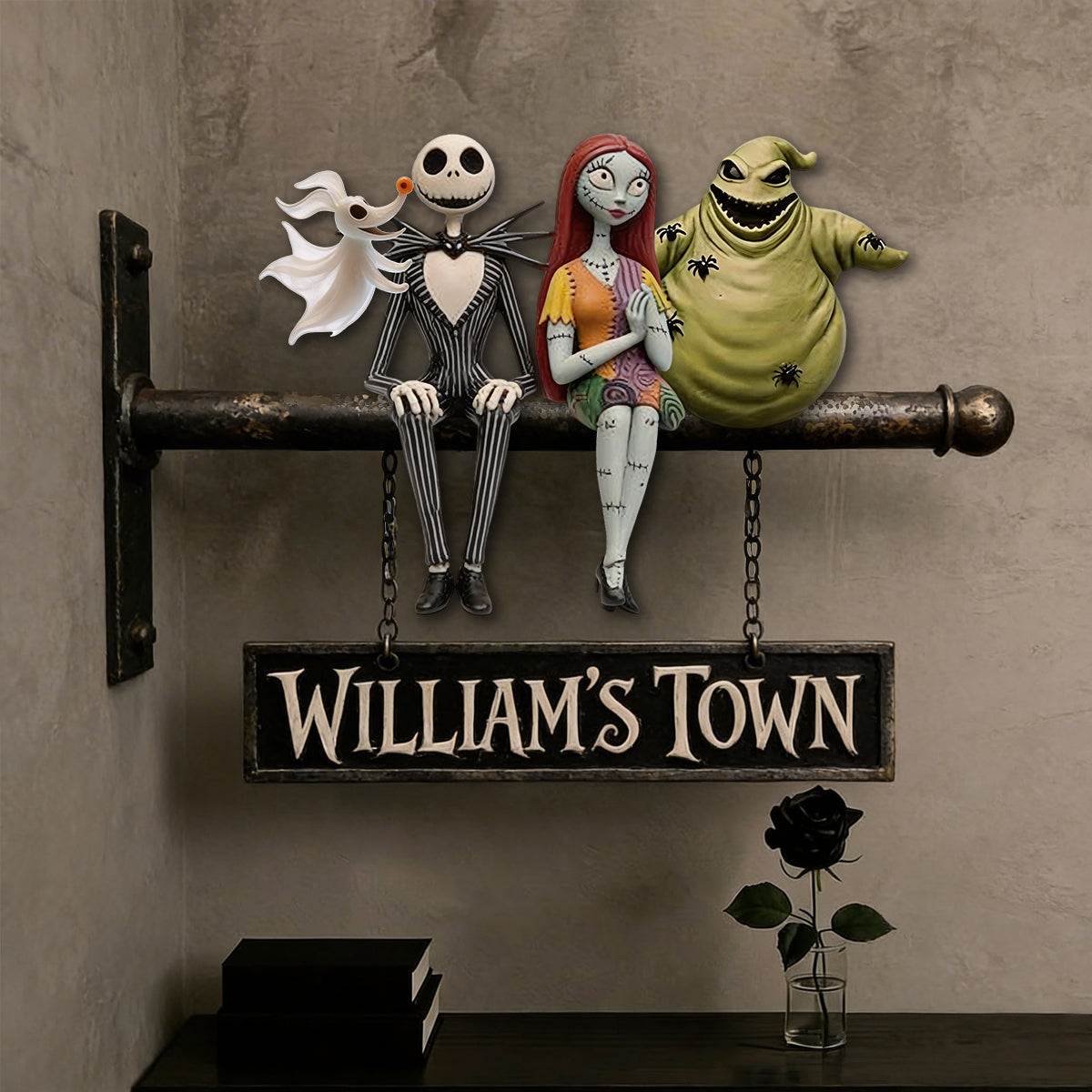Personalized Nightmare Before Christmas Wooden Wall Sign Gift Wooden Wall Mount Sign GradoCreations