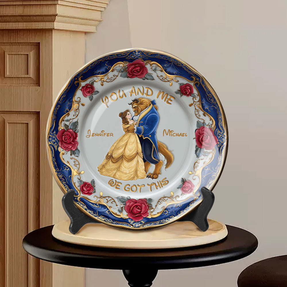 Personalized Ceramic Round Plate You and Me Custom Name Gift Ceramic Round Plate GradoCreations