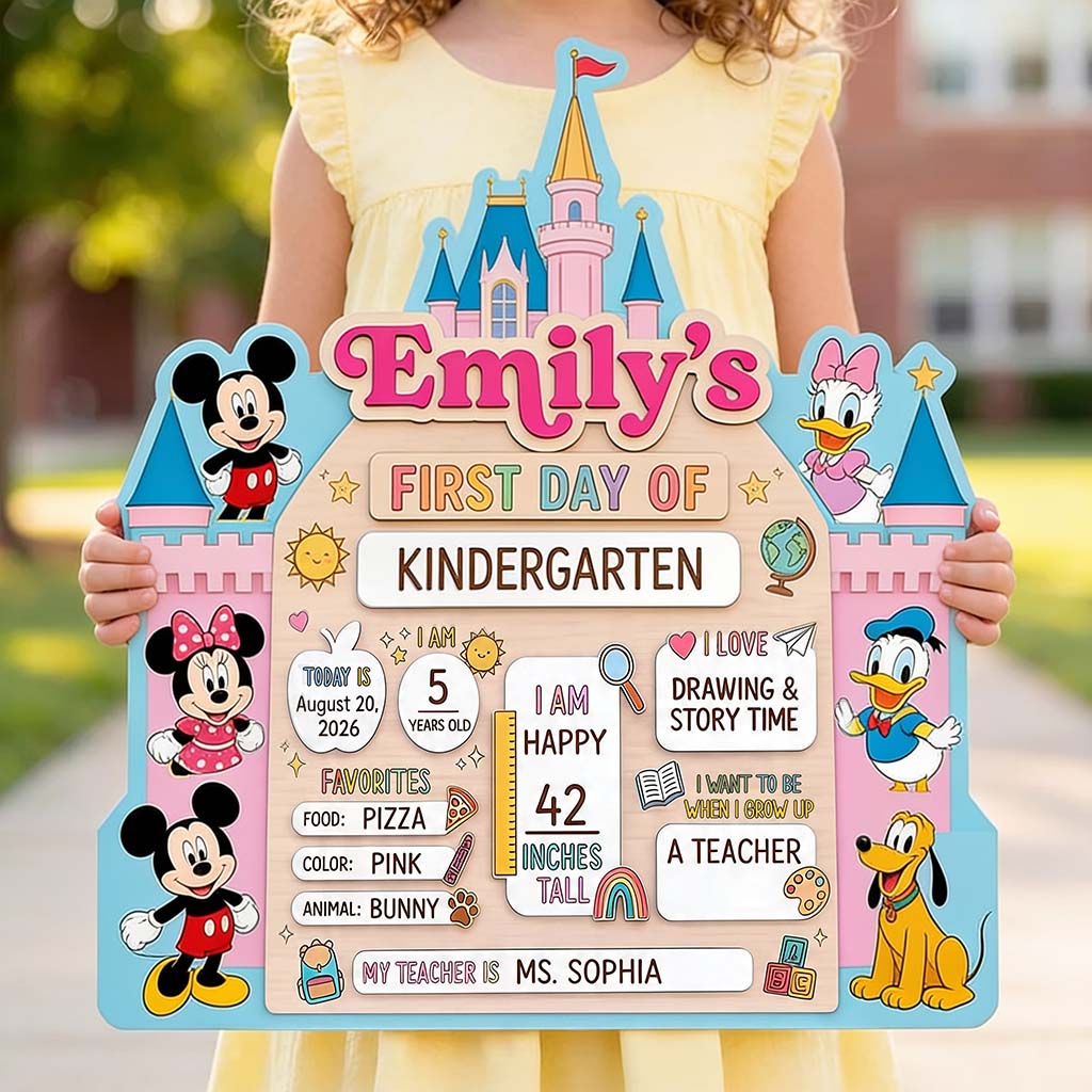Personalized First Day of School 2 Layered Wood Sign for Kids 2 Layered Wood Sign GradoCreations