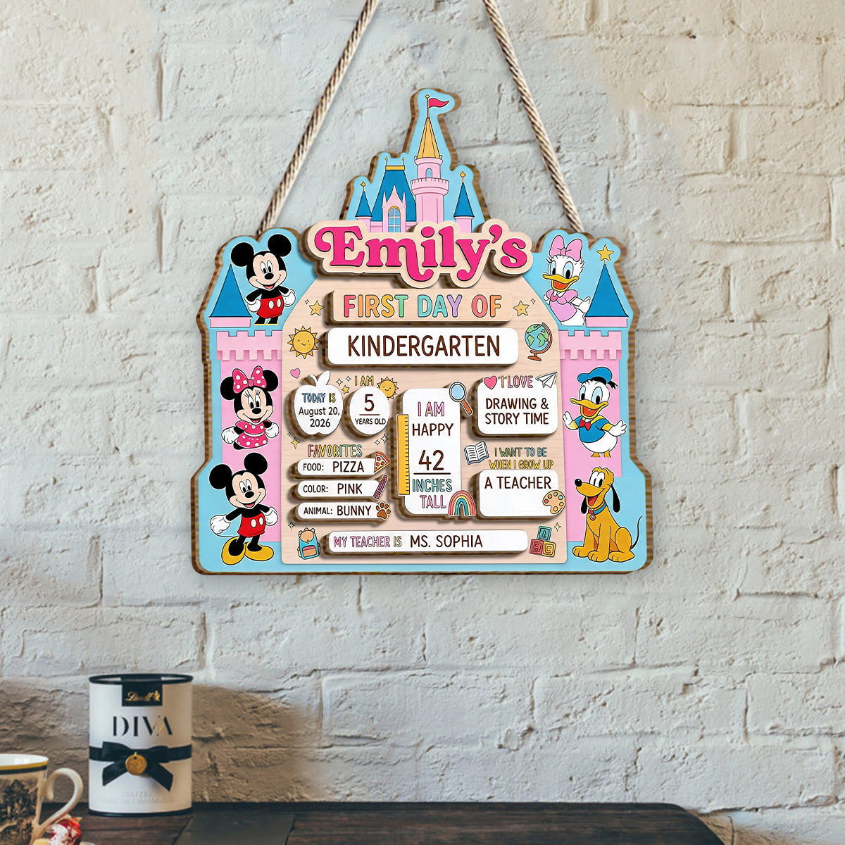 Personalized First Day of School 2 Layered Wood Sign for Kids 2 Layered Wood Sign GradoCreations