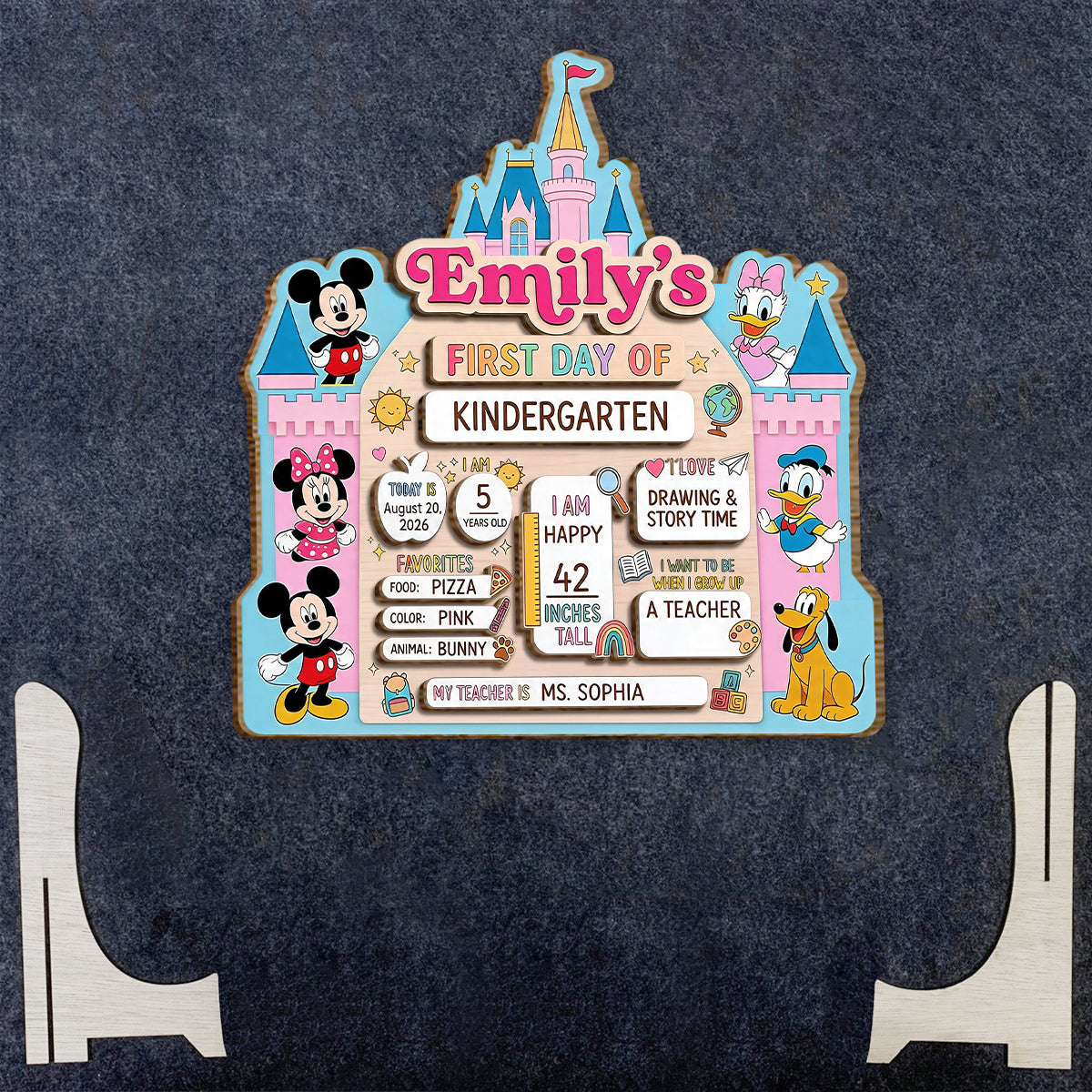 Personalized First Day of School 2 Layered Wood Sign for Kids 2 Layered Wood Sign GradoCreations