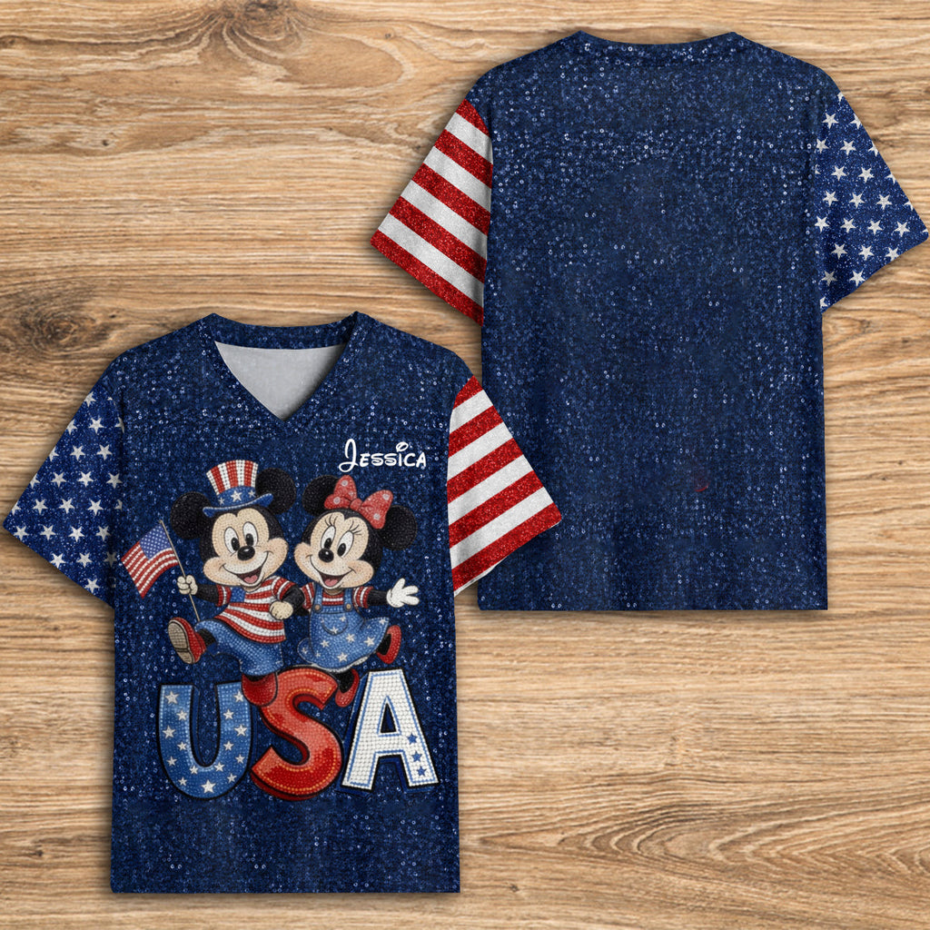 Personalized Mickey Mouse V-Neck T-Shirt for Kids & Adults Fully Printed V-Neck T-Shirt GradoCreations