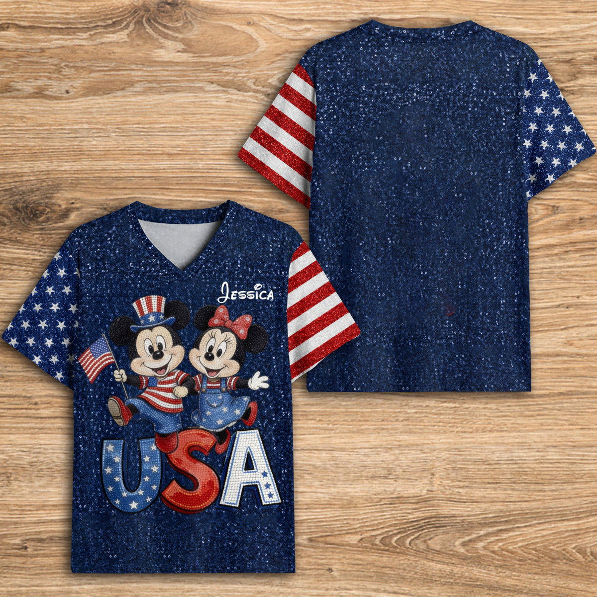 Personalized Mickey Mouse V-Neck T-Shirt for Kids & Adults Fully Printed V-Neck T-Shirt GradoCreations