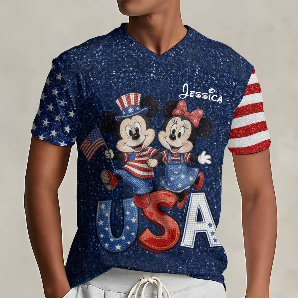 Personalized Mickey Mouse V-Neck T-Shirt for Kids & Adults Fully Printed V-Neck T-Shirt GradoCreations