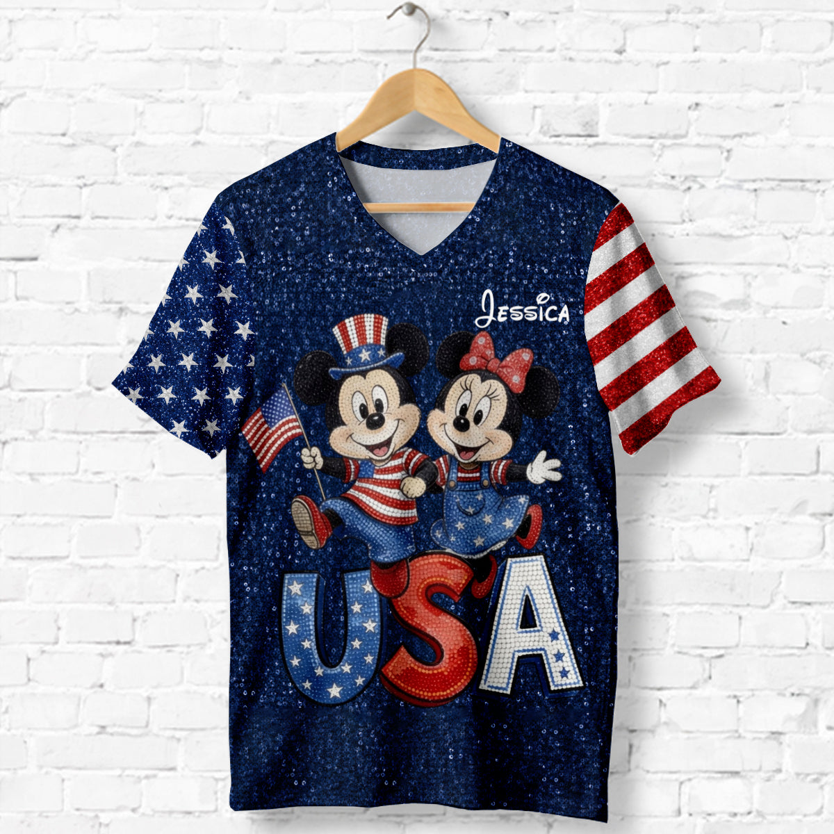Personalized Mickey Mouse V-Neck T-Shirt for Kids & Adults Fully Printed V-Neck T-Shirt GradoCreations