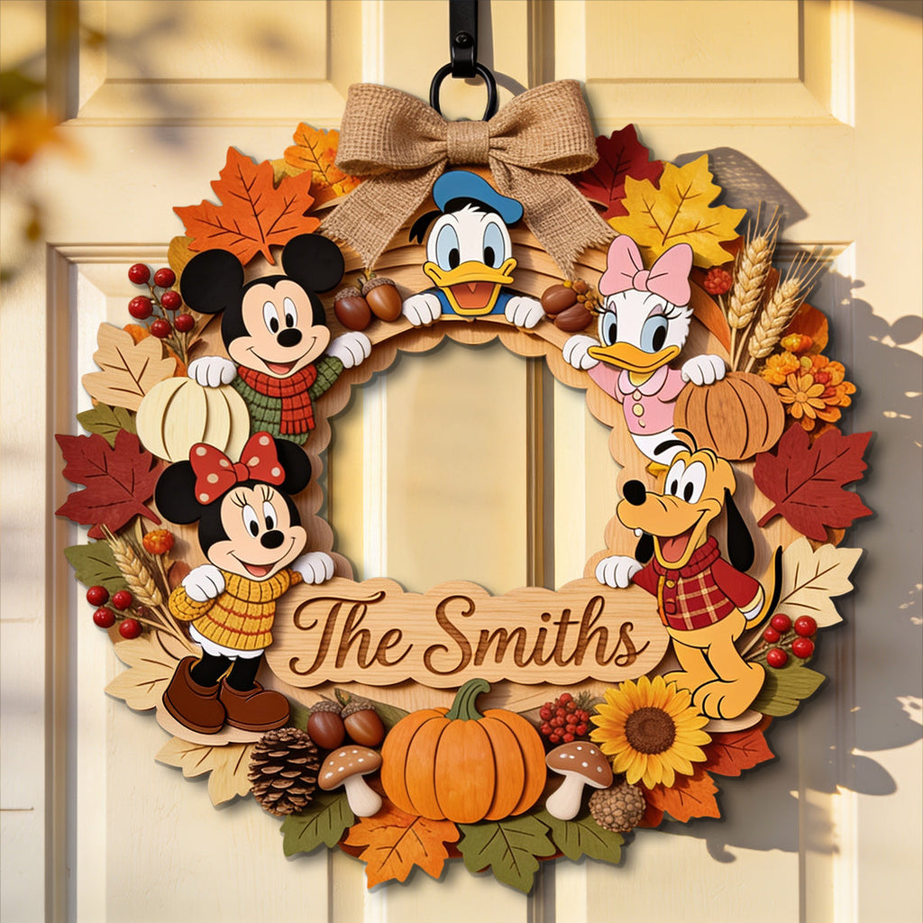 Personalized Disney Fall Wood Sign Custom Name Art for Family Wood Sign GradoCreations