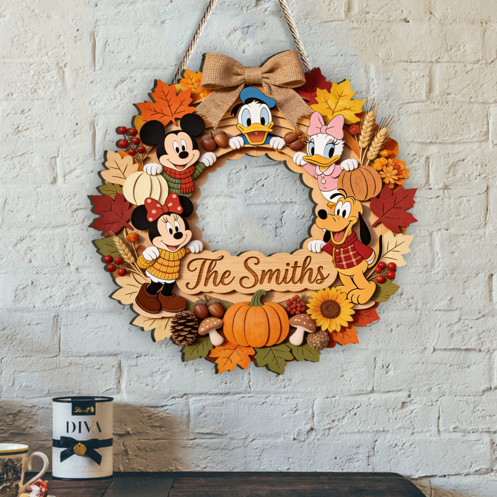 Personalized Disney Fall Wood Sign Custom Name Art for Family Wood Sign GradoCreations