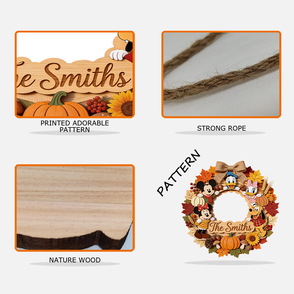 Personalized Disney Fall Wood Sign Custom Name Art for Family Wood Sign GradoCreations