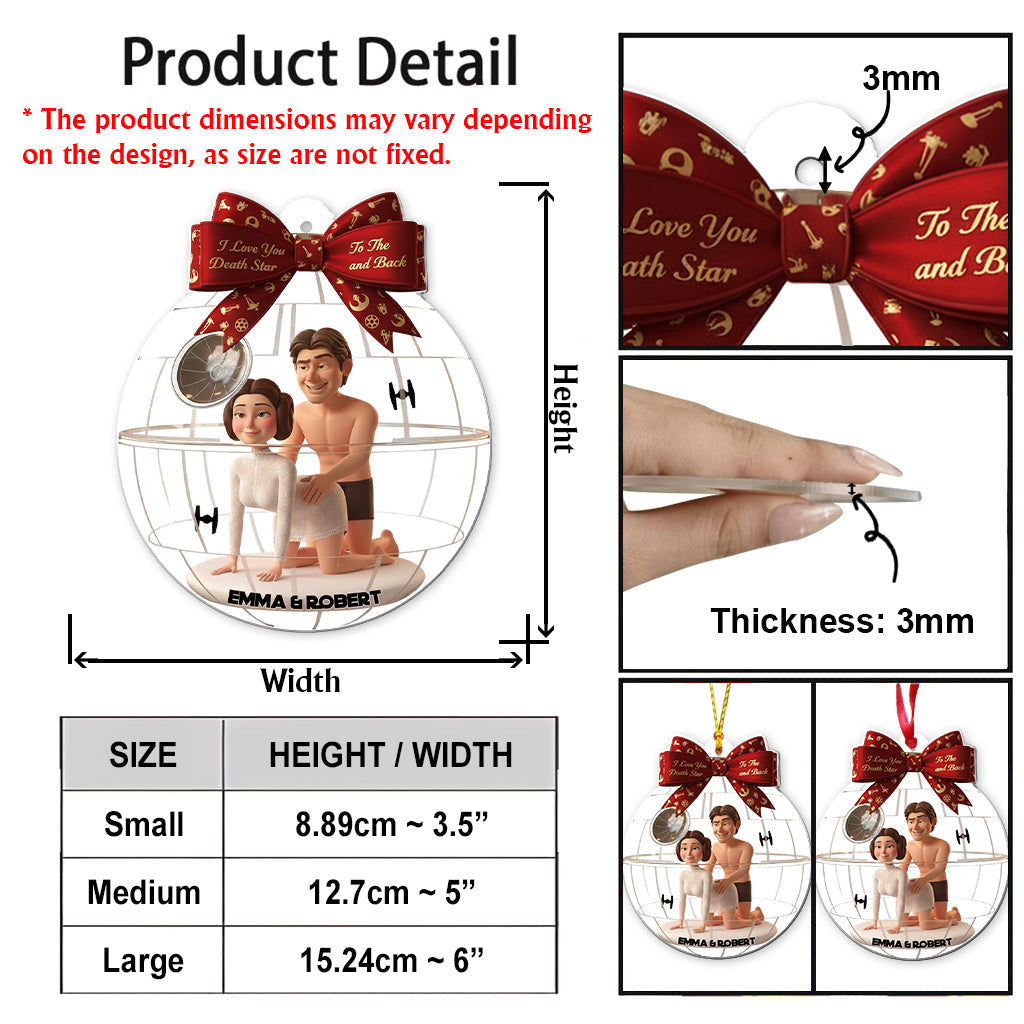 Personalized Transparent Christmas Ornament Custom Gift for Couples One-sided Ornament GradoCreations