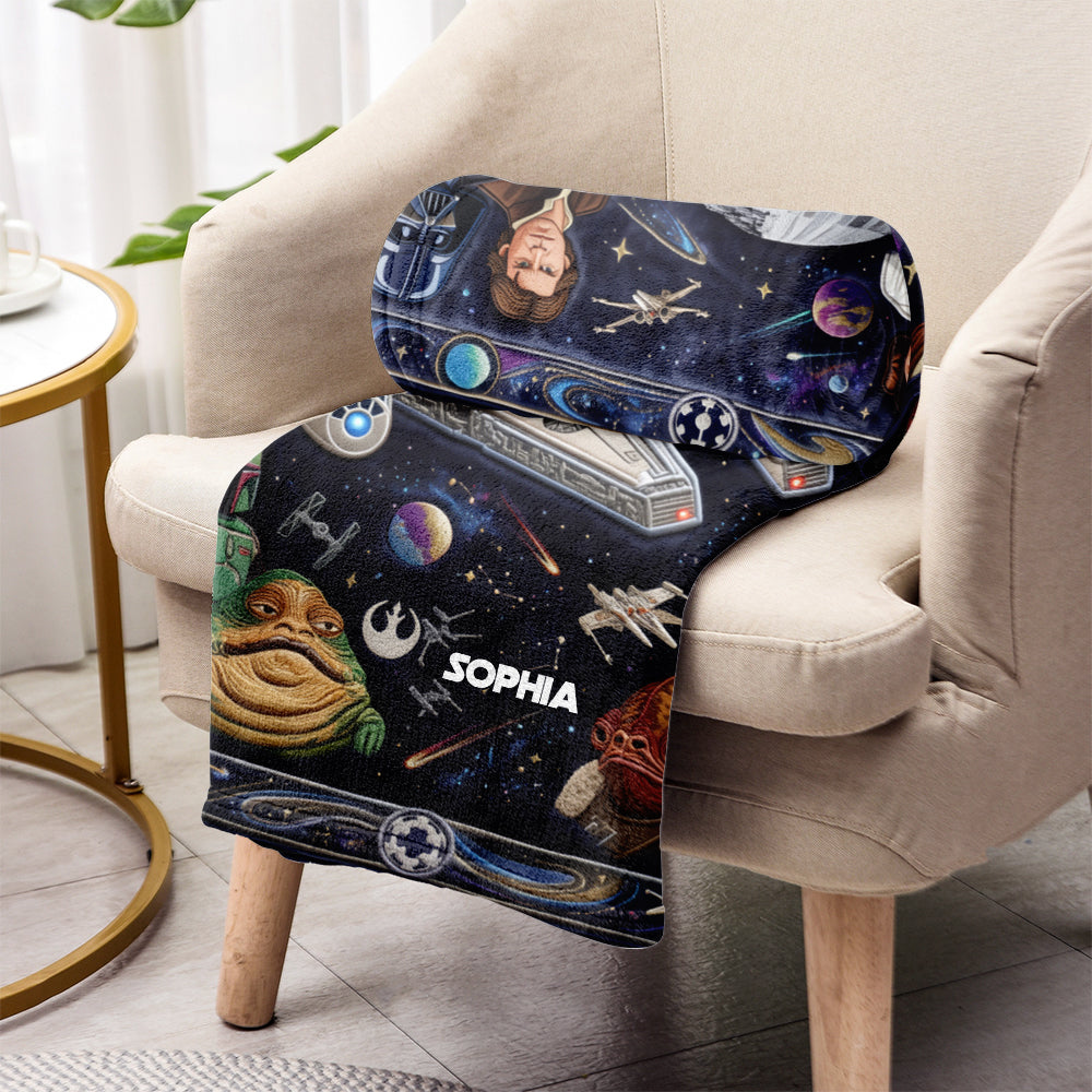 Personalized Cosmic Space Blanket Custom Name Gift for Movie Fans Blanket GradoCreations