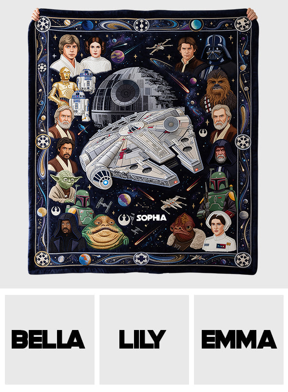 Personalized Cosmic Space Blanket Custom Name Gift for Movie Fans Blanket GradoCreations