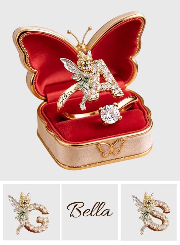 Personalized Fairy Adjustable Ring Custom Name Gift for Her Adjustable Shaped Ring GradoCreations
