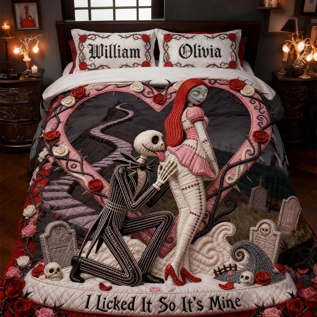Personalized Nightmare Bedding Set Custom Name Gift for Couples Bedding Set GradoCreations