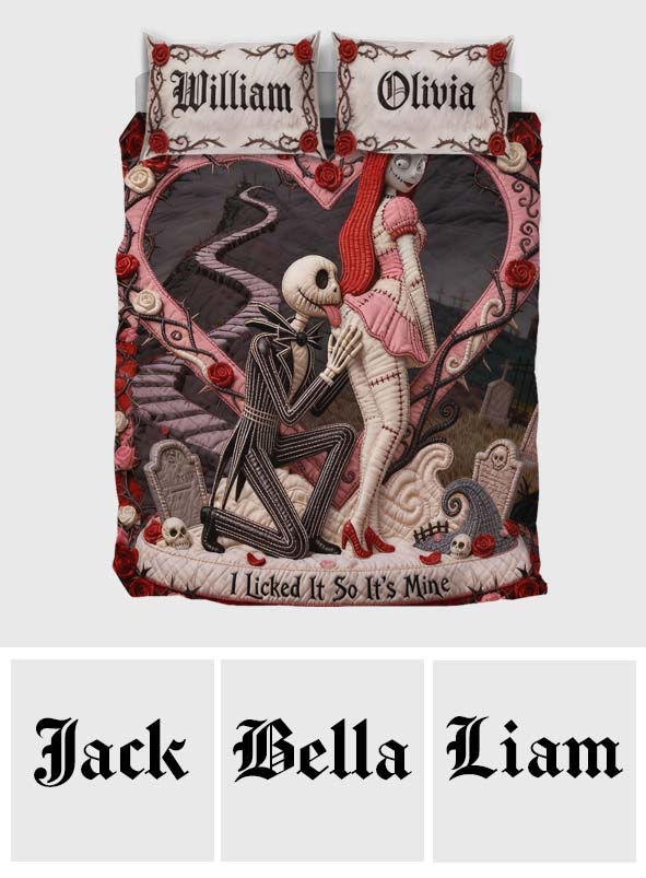 Personalized Nightmare Bedding Set Custom Name Gift for Couples Bedding Set GradoCreations